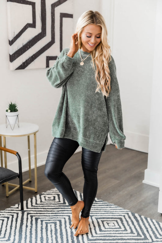 Make My Wish Come True Olive Pullover