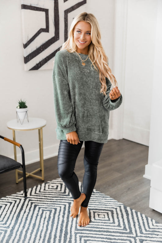 Make My Wish Come True Olive Pullover
