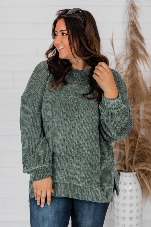 Make My Wish Come True Olive Pullover