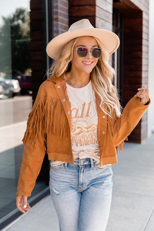 My Last Resort Camel Suede Fringe Jacket