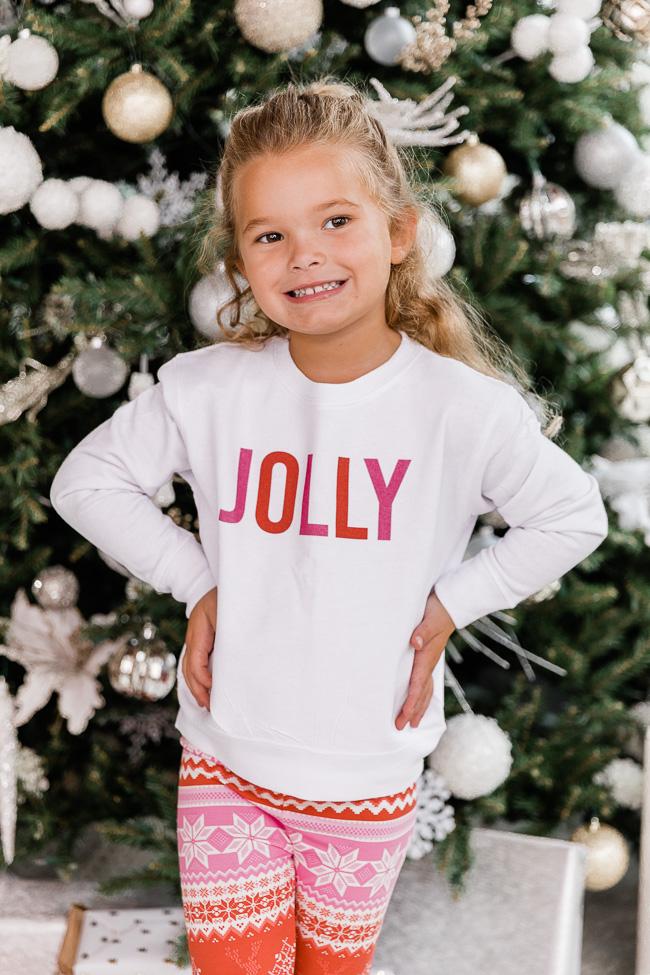 Kids Colorful Jolly White Graphic Sweatshirt
