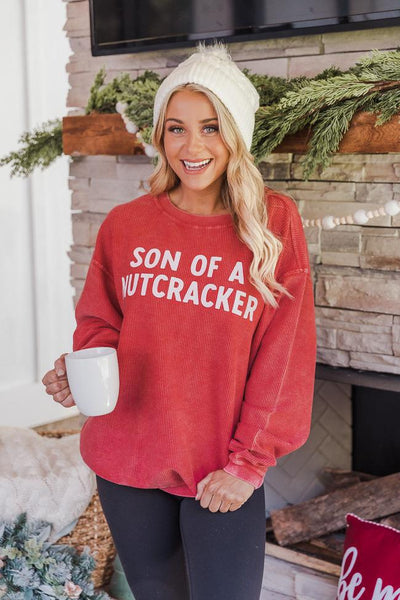Son Of A Nutcracker Red Corded Graphic Sweatshirt