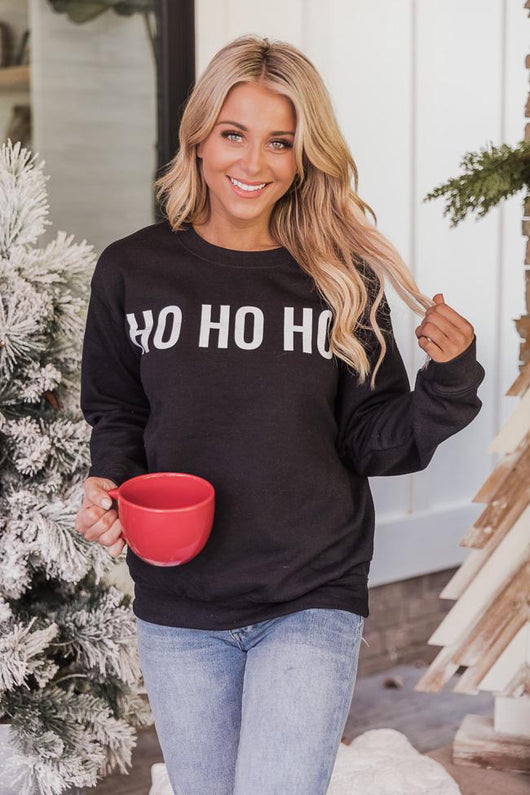 Ho Ho Ho Block Black Graphic Sweatshirt