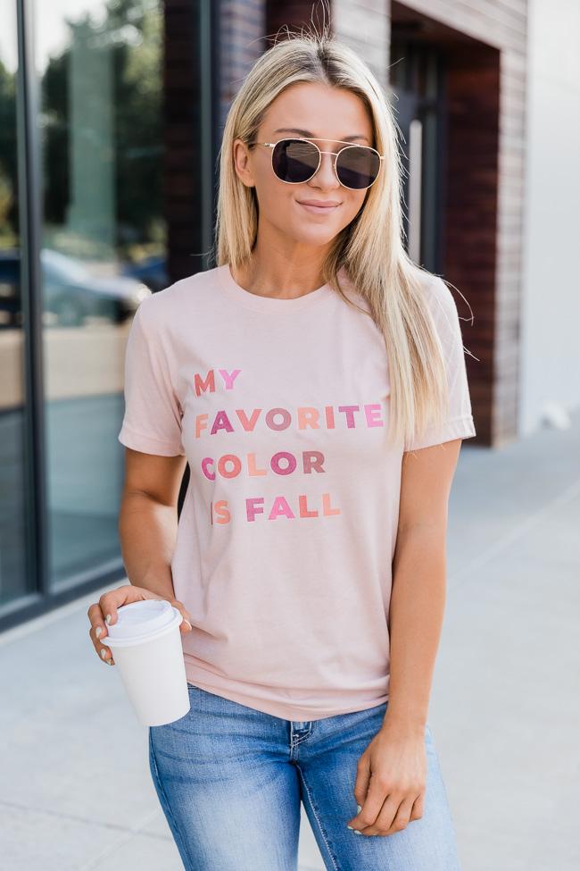 My Favorite Color Is Fall Block Peach Graphic Tee