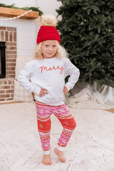 Kids Merry Script White Graphic Sweatshirt