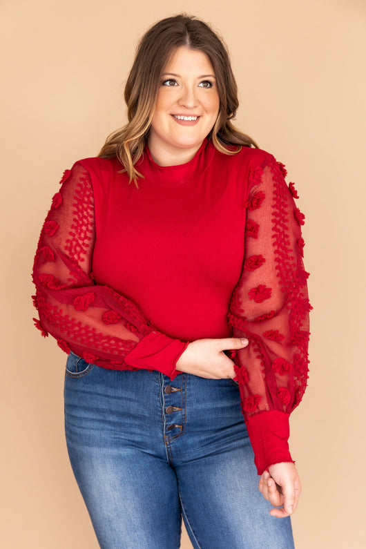 Queen Of The Night Mock Neck Burgundy Bodysuit
