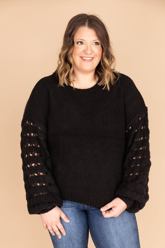 She's The Center Of Attention Black Sweater