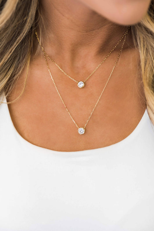 Shine So Bright Layered Rhinestone Necklace Gold