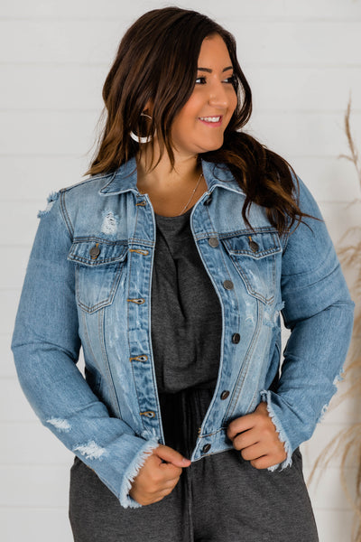 Stay Beautiful Medium Wash Denim Jacket