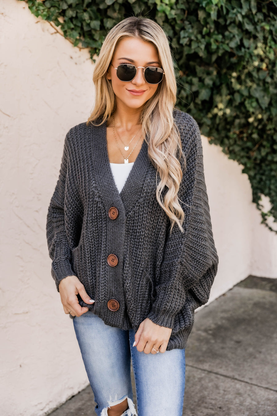 Sundown Awaits Knit Charcoal Cardigan FINAL SALE