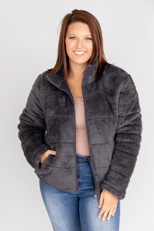 The History Of Us Puffer Charcoal Jacket