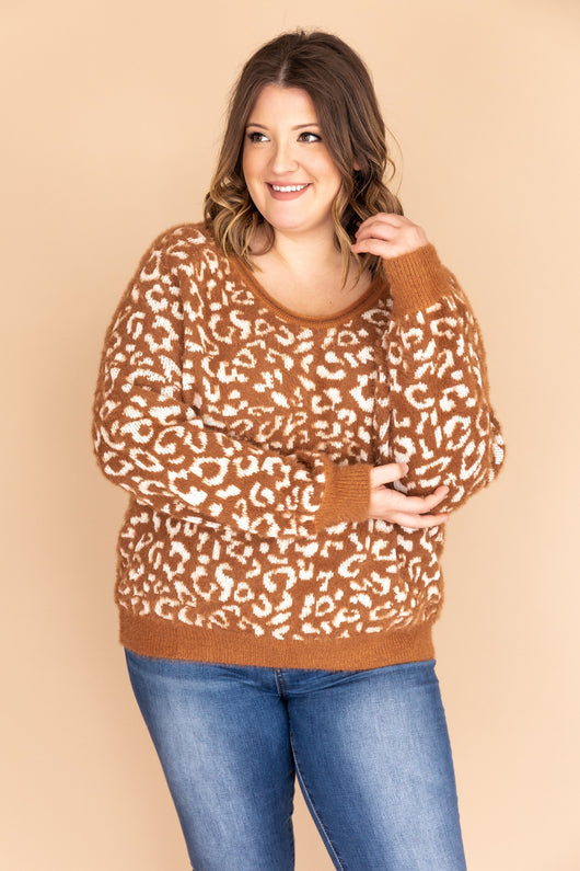 Time To Yourself Animal Print Brown Sweater FINAL SALE