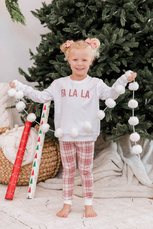 Kids Fa La La White Graphic Sweatshirt
