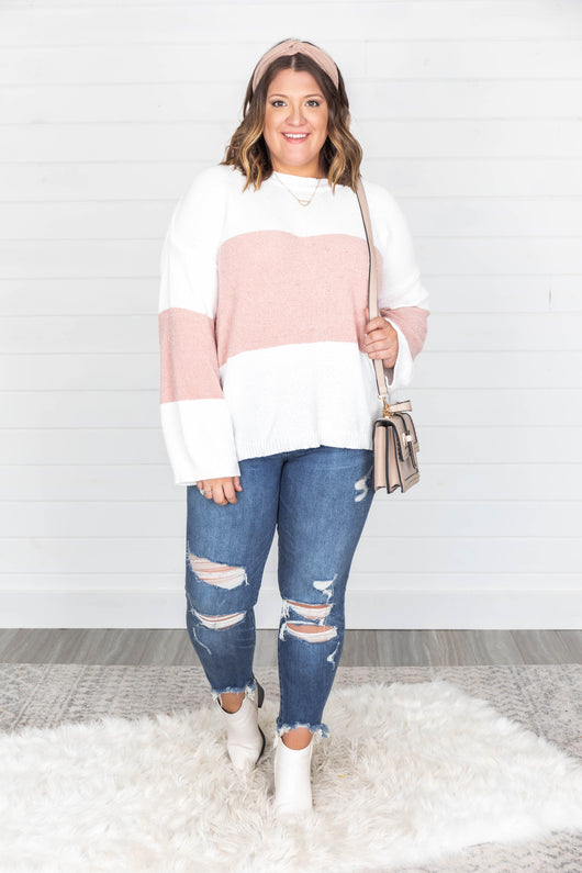 Waiting On The Weekend Colorblock Pullover Pink