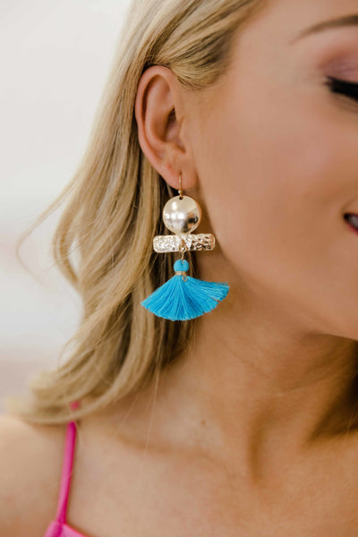 Where I Belong Blue Tassel Earrings
