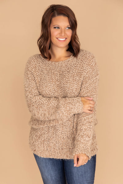 Whisper My Dreams To You Taupe Sweater