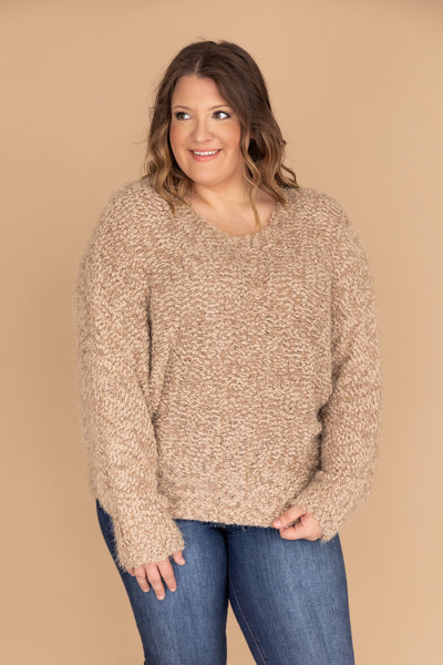 Whisper My Dreams To You Taupe Sweater