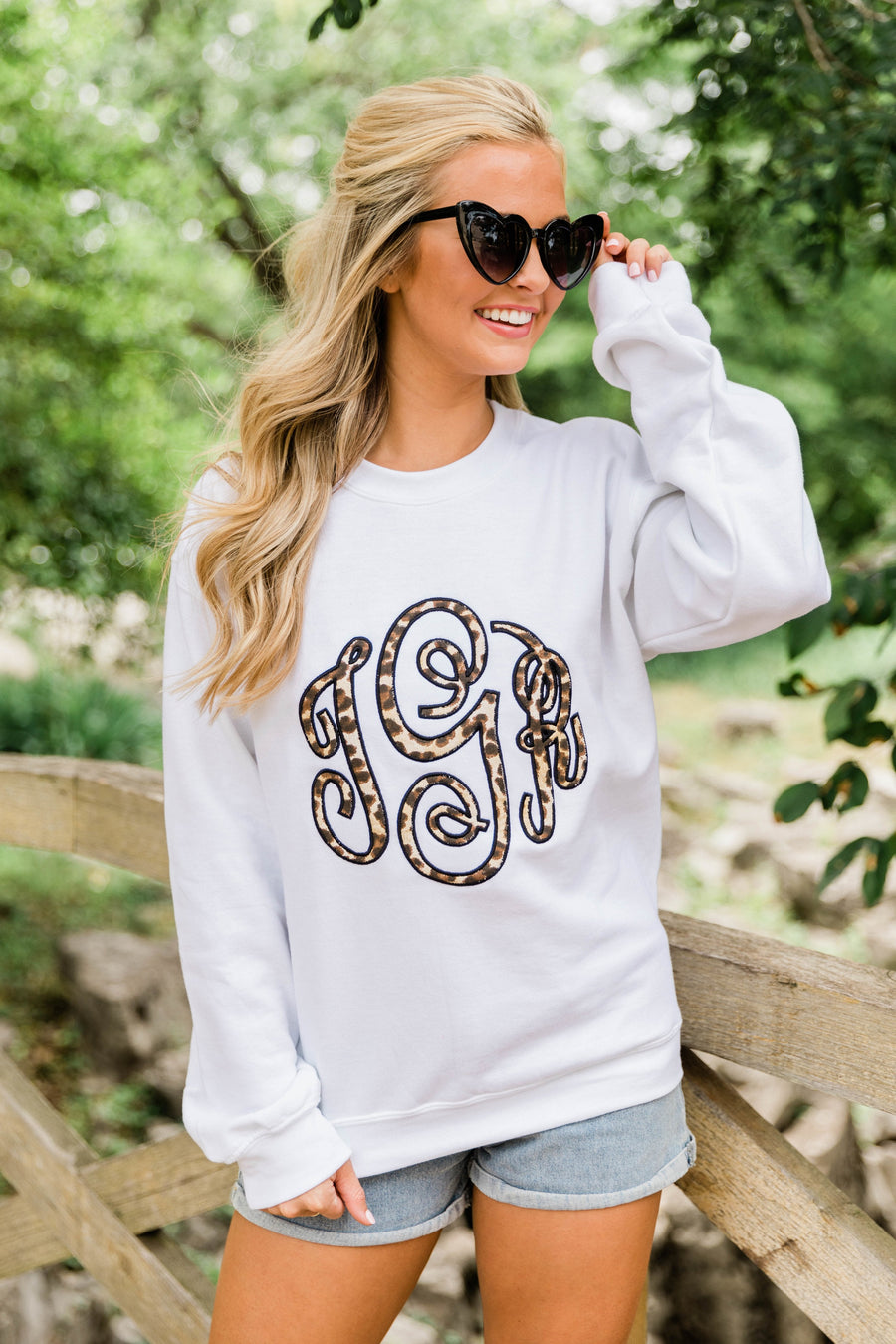 Leopard Print Monogram Applique Sweatshirt