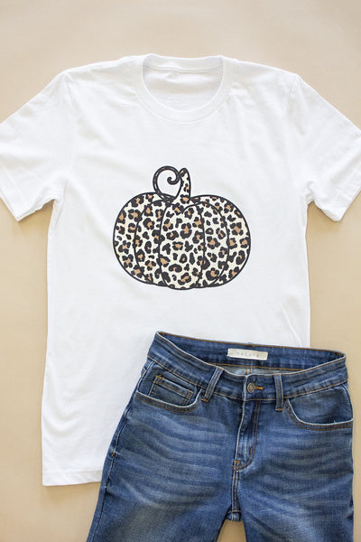 Animal Print Pumpkin White Graphic Tee