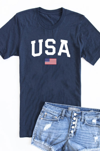 Athletic USA Flag Tee Navy
