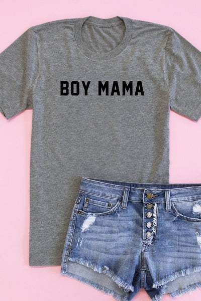 Boy Mama Graphic Tee Heather Grey