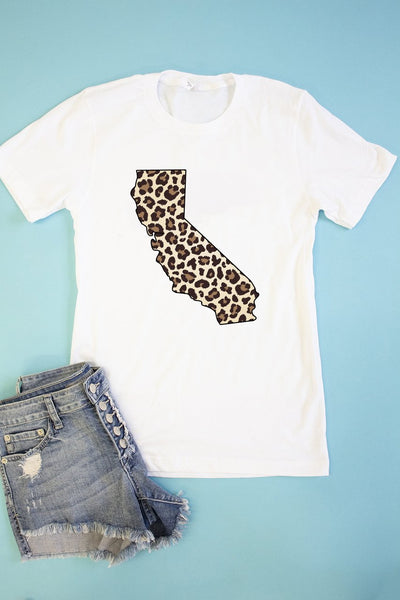 Leopard Printed State Outline Graphic Tee