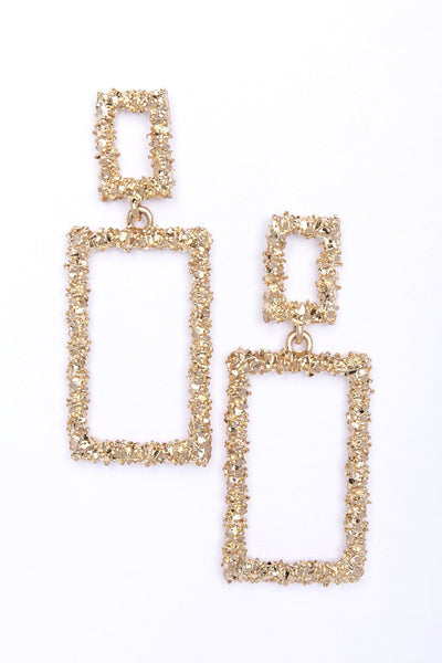 Complicated Love Rectangle Earrings Gold