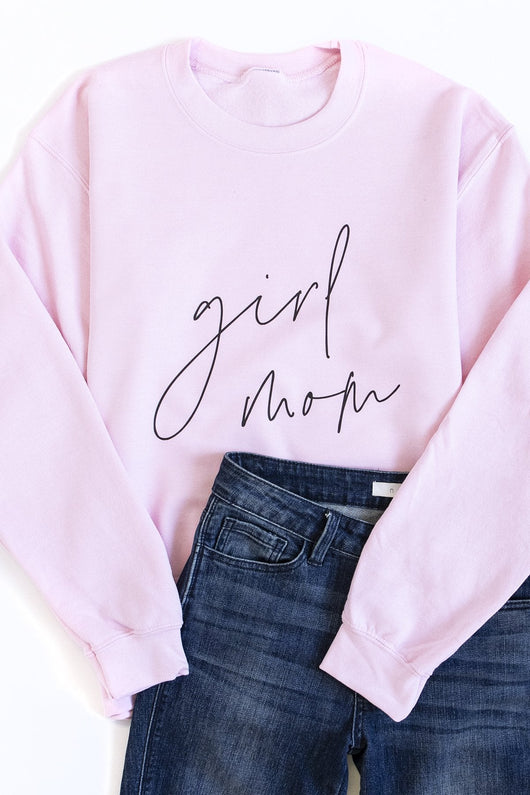 Girl Mom Script Pink Graphic Sweatshirt