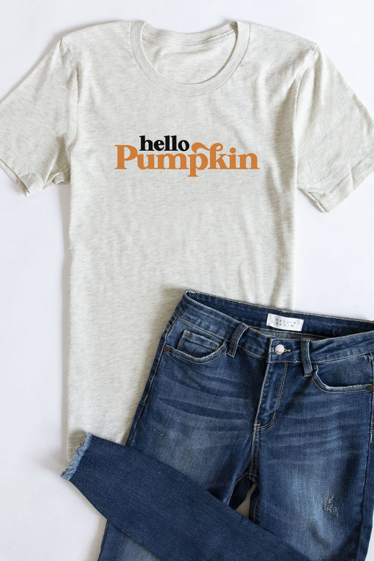 Hello Pumpkin Graphic Heather Natural