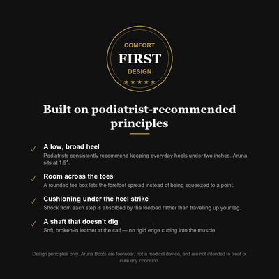 Aruna Boots built on podiatrist-recommended design principles