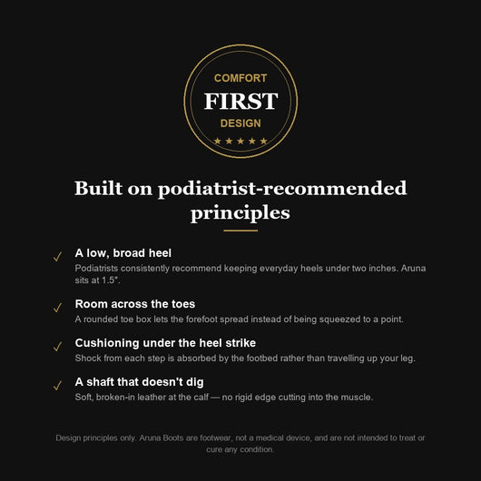 Aruna Boots built on podiatrist-recommended design principles