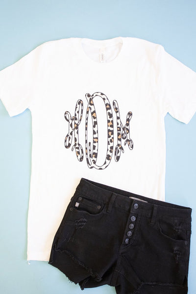 Leopard Printed Monogram Graphic Tee