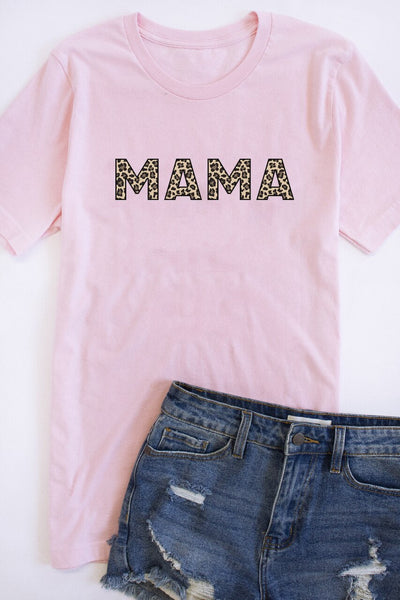 Mama Animal Print Tee Pink