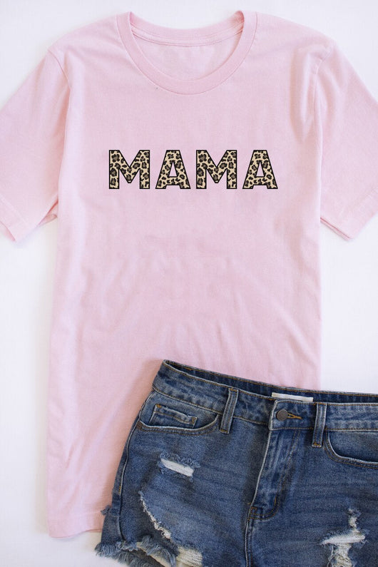 Mama Animal Print Tee Pink
