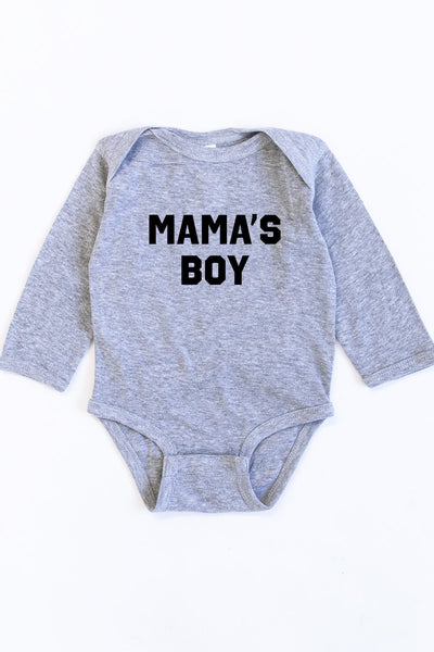 Mama's Boy Grey Graphic Onesie