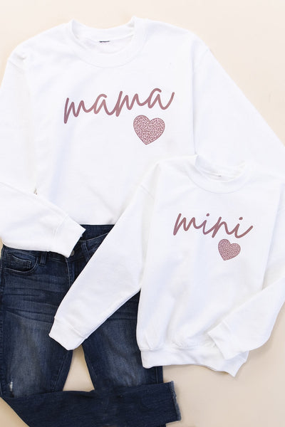 Mini Script Mauve Animal Print White Kids Graphic Sweatshirt