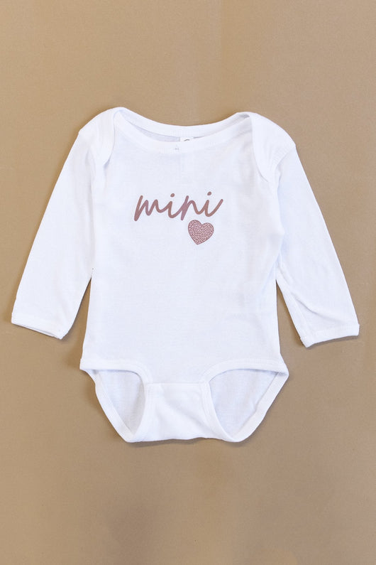 Mini Script Mauve Animal Print White Graphic Onesie
