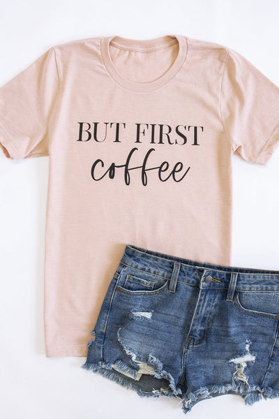 But First Coffee Black Script Graphic Tee