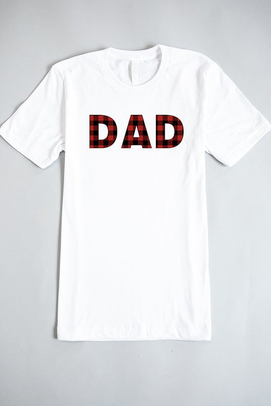 Plaid Dad Graphic White Tee