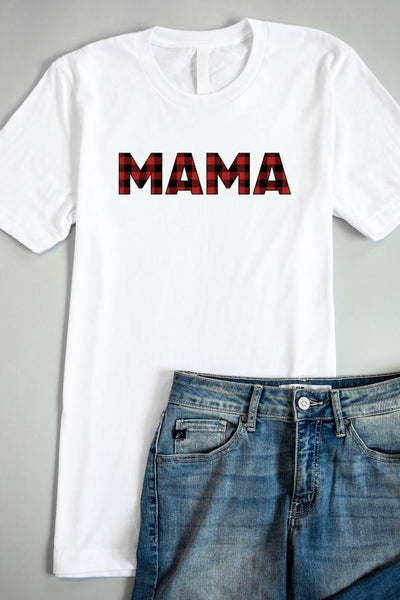 Plaid Mama Graphic White Tee