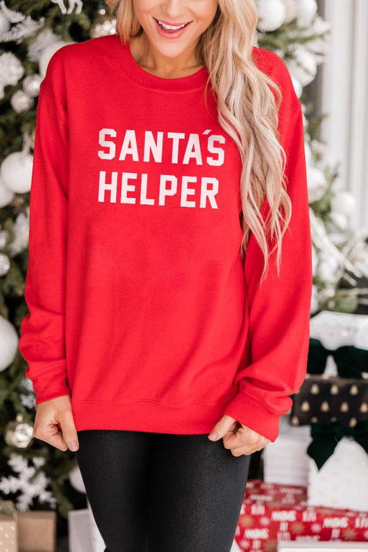 Santa's Helper Red Graphic Sweatshirt