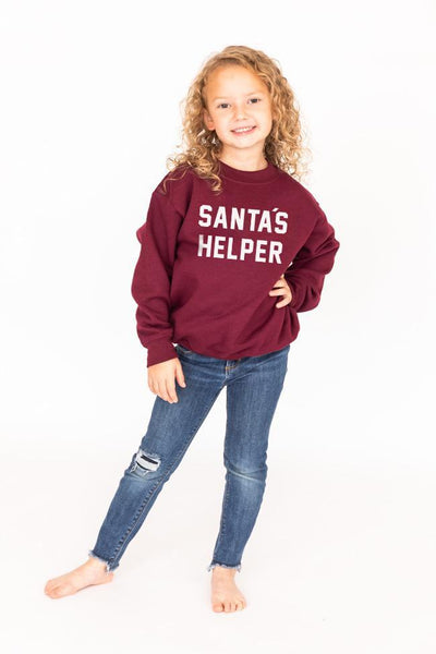 Kids Santa's Helper Maroon Graphic Sweatshirt
