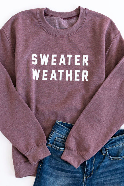 Sweater Weather Dark Maroon Graphic Sweatshirt