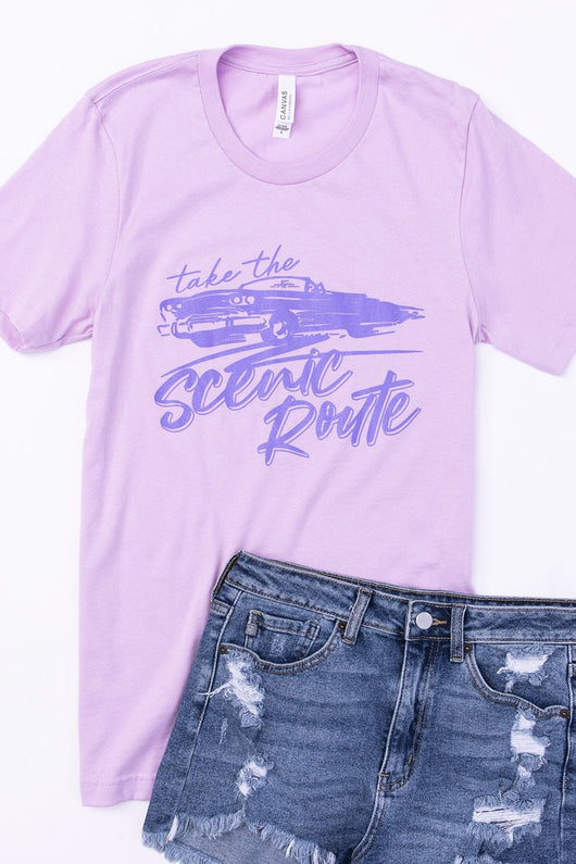 Take The Scenic Route Lilac Graphic Tee