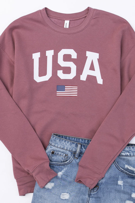 Athletic USA Flag Mauve Graphic Sweatshirt